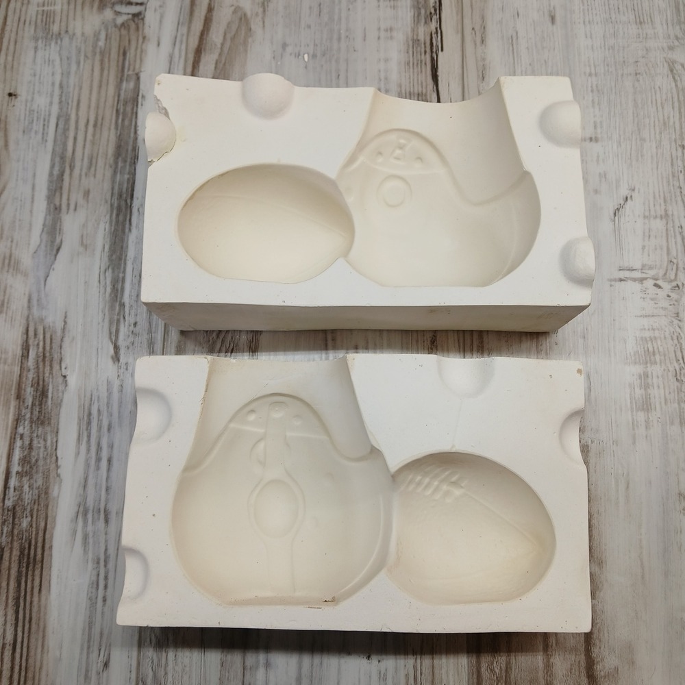 Vintage Ceramic Slip Casting Mold ? and Football Two Piece Plaster Mold